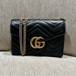 Gucci GG Marmont matelassé mini crossbody black bag